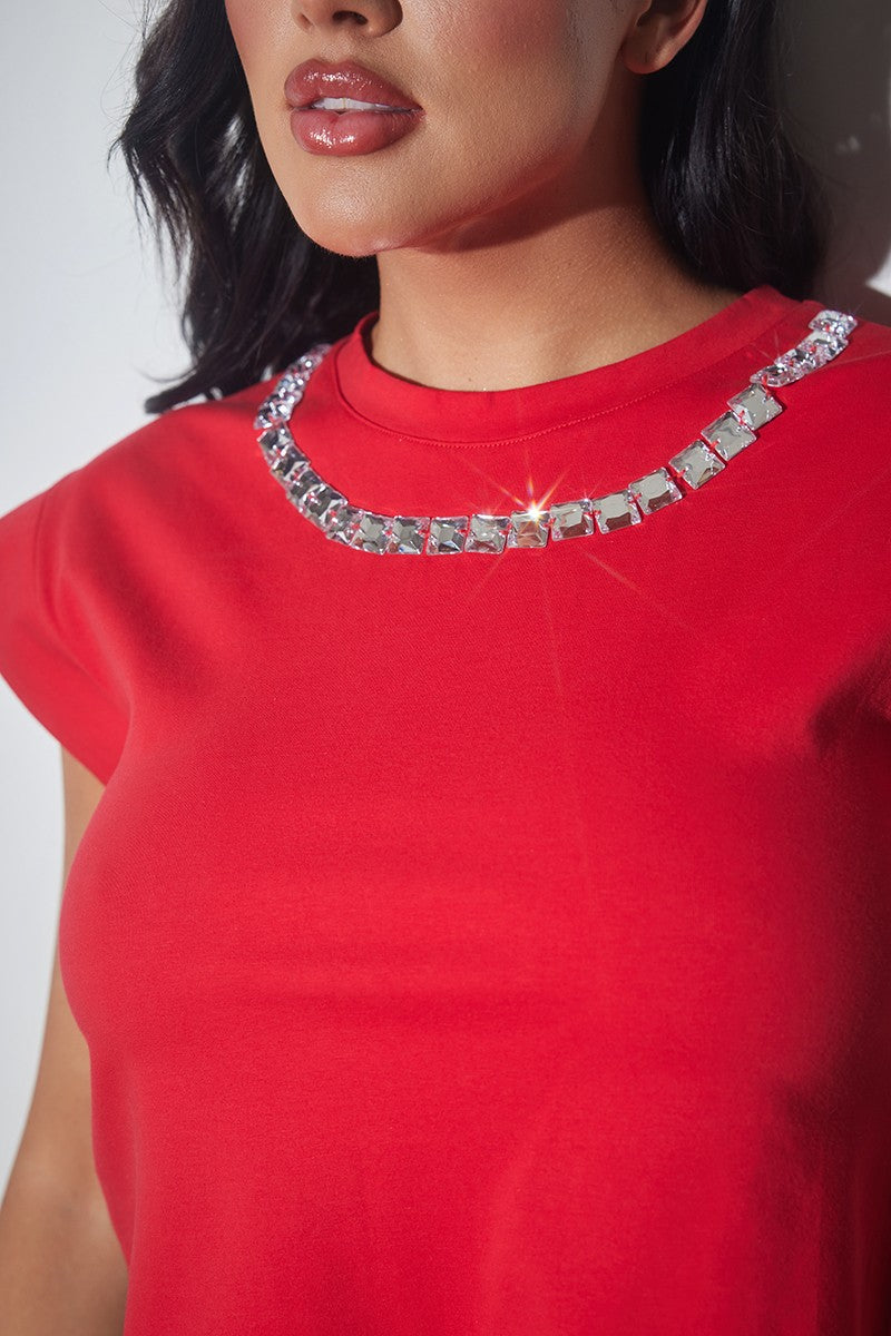 RHINESTONE RED TOP