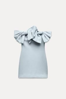 Blue bow mini dress