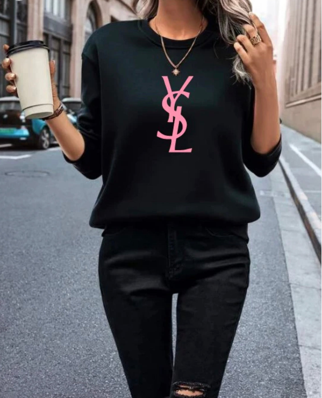 Y pink logo crewneck
