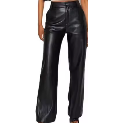 High Waist BLK LEATHER PANTS