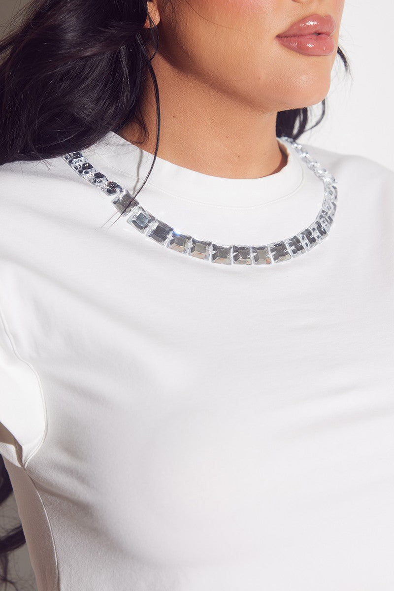 RHINESTONE WHITE TOP