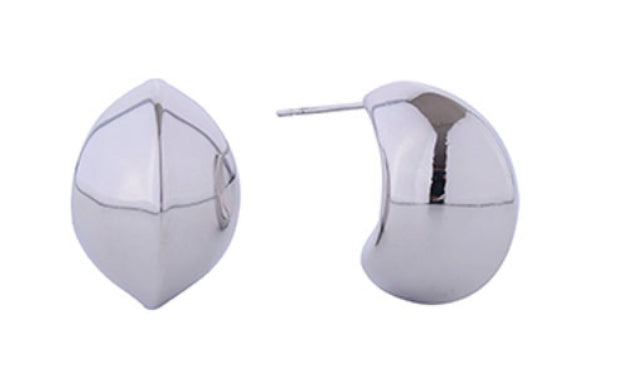 Oval dome earrings  (white gold dipped)