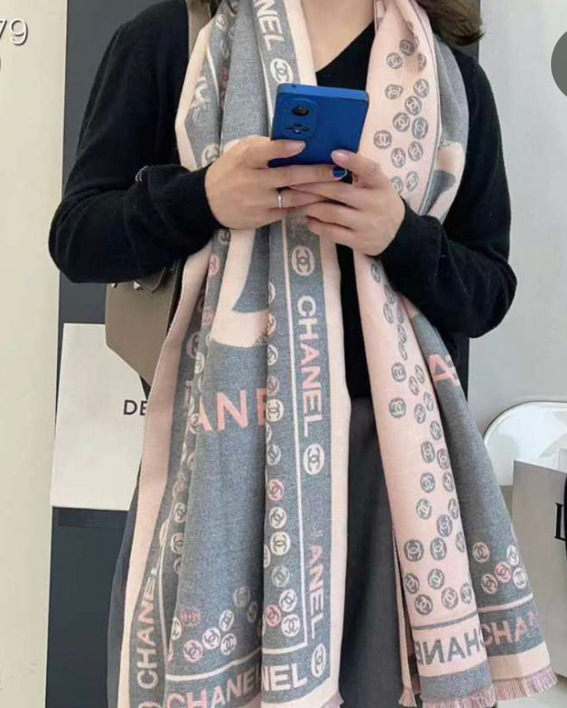 CC PINK AND GRAY SCARF