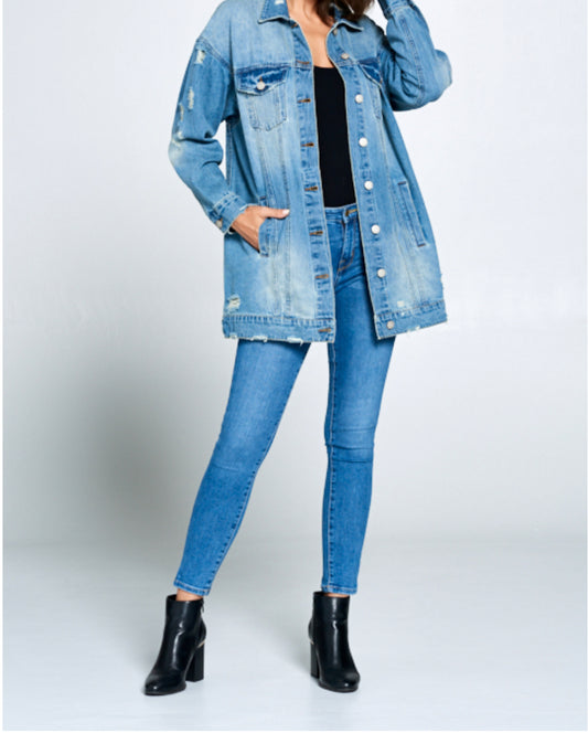 Over size denim jacket